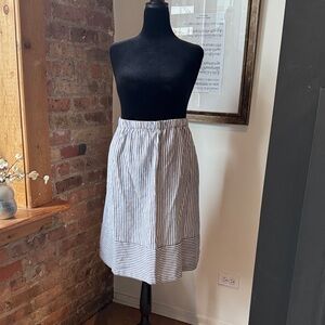 J. Crew Blue and White Striped A-Line Skirt